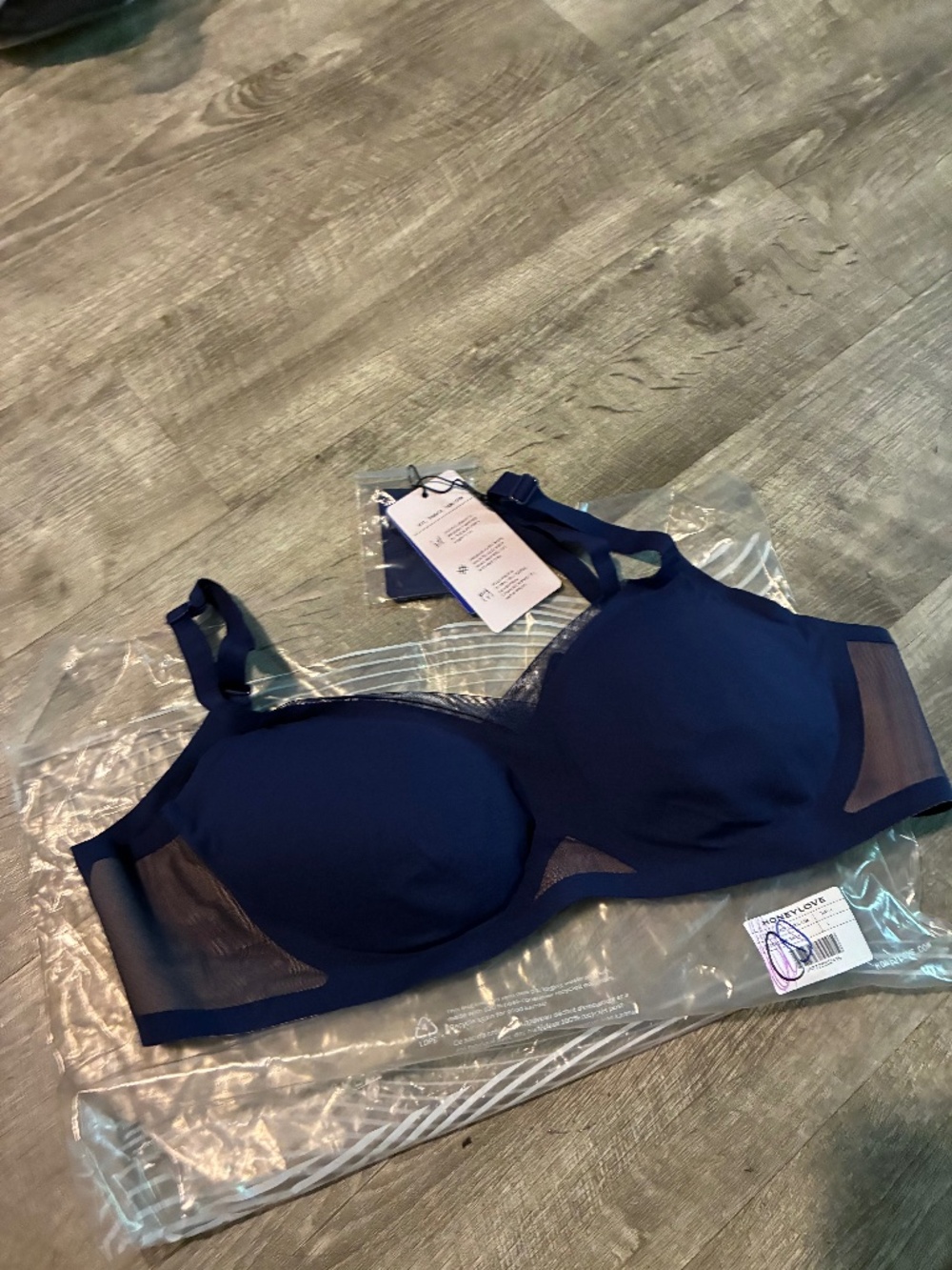 Women’s Honeylove LiftWear Crossover Bra Navey New SZ Large NWT